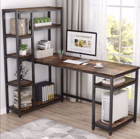 Reversible Hutch Home Office Workstation Bookcase Writing Organizer Desk Table - waseeh.com