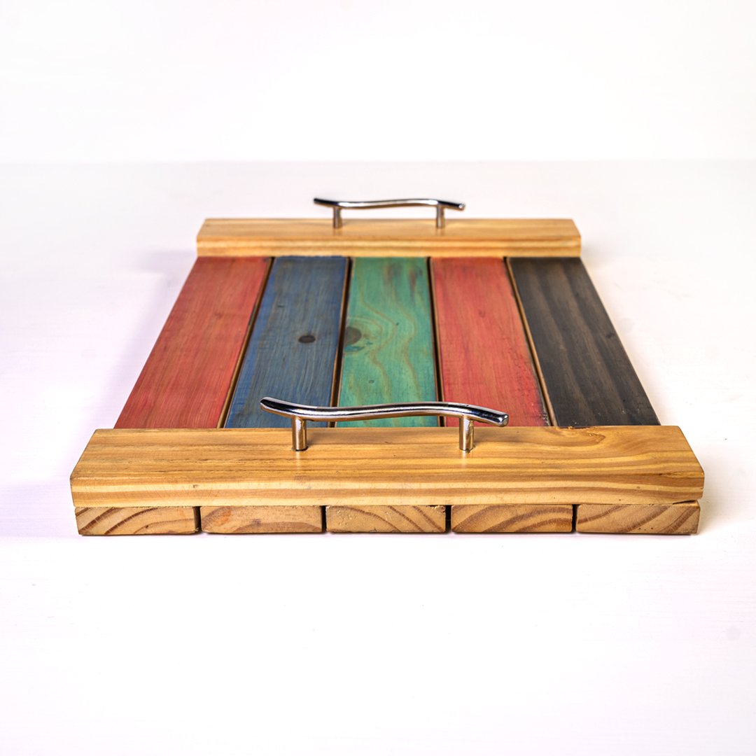 Prismatic Solid Wood Kitchen Snack Tea Guests Serving Tray - waseeh.com