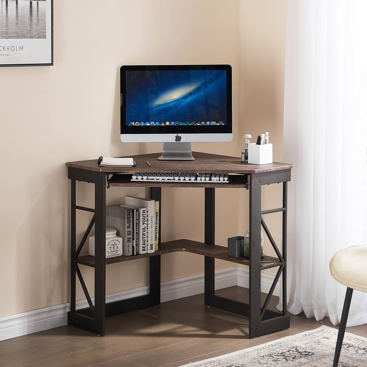 VECELO Corner Computer Desk Workstation Table for Home Office - waseeh.com