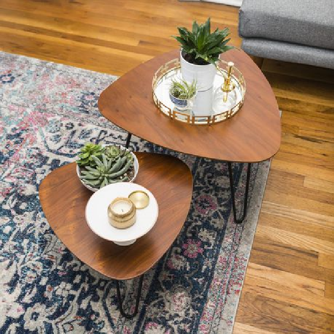 Manor Park Nesting Living Lounge Drawing Room Centre Side Hairpin Table (Set of 2) - waseeh.com