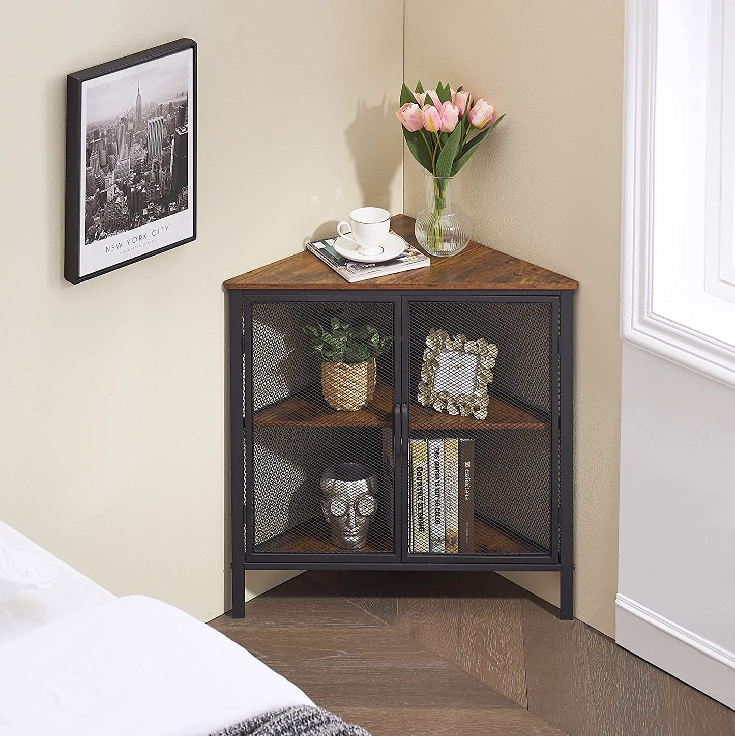 Corner Metal Frame Storage Shelf Organizer for Small Space - waseeh.com