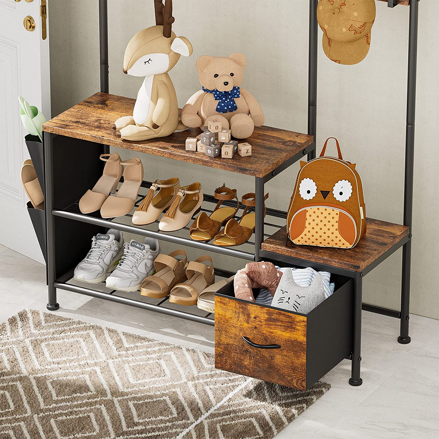 Lulive Coat Shoe Bench Entryway Sturdy Organizer Storage Shelve Rack - waseeh.com