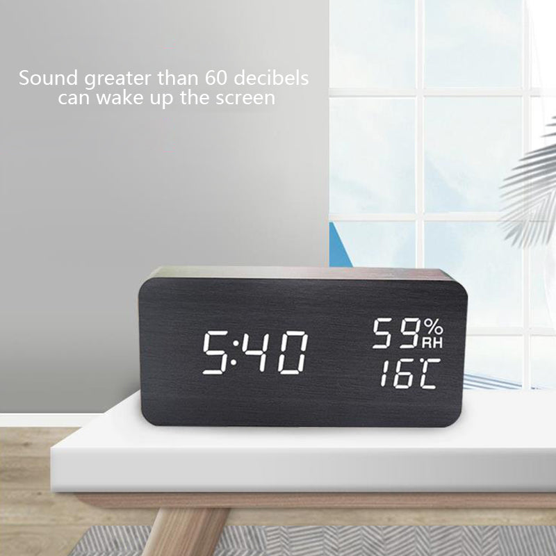 Rectangle Wooden Digital Alarm Clock - waseeh.com