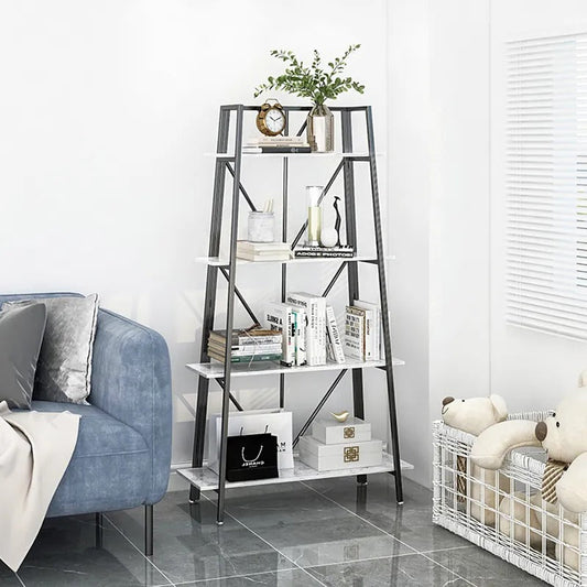 Carnation Modern Ladder Living Drawing Room Freestanding Bookcase shelve Rack - waseeh.com