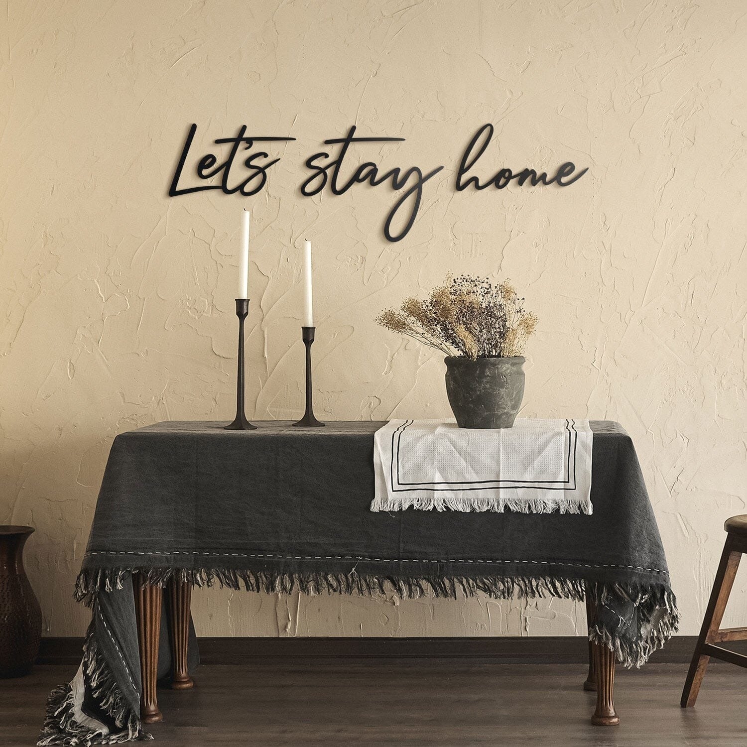 Let's Stay Home Wall Hanging Living Lounge Bedroom Caption Decor - waseeh.com