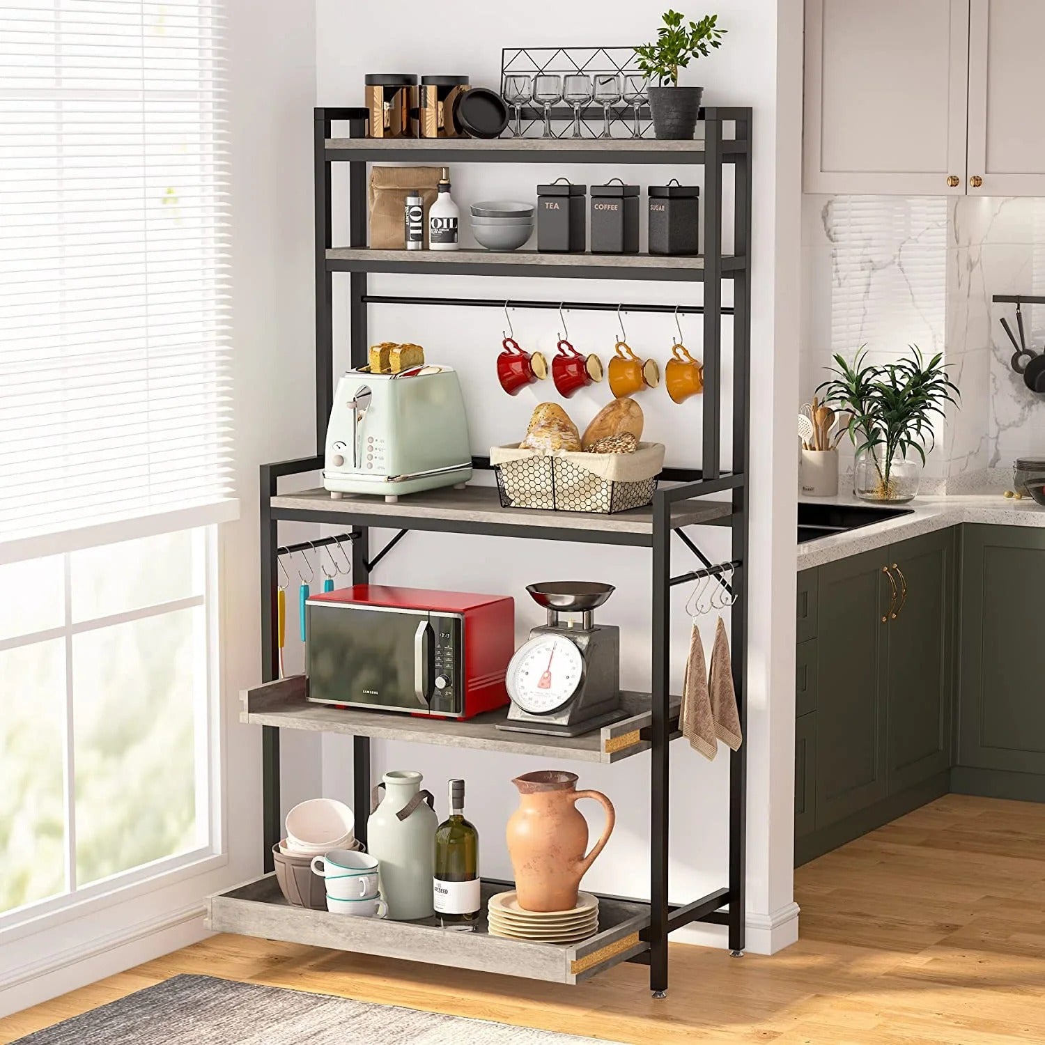 Slew Microwave Kitchen Storage Organizer Bakers Rack - waseeh.com