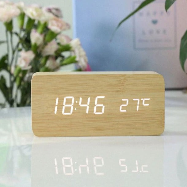 Rectangle Wooden Digital Alarm Clock - waseeh.com