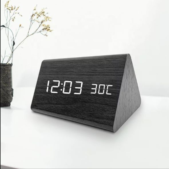 Curved Wooden Digital Alarm Clock - waseeh.com