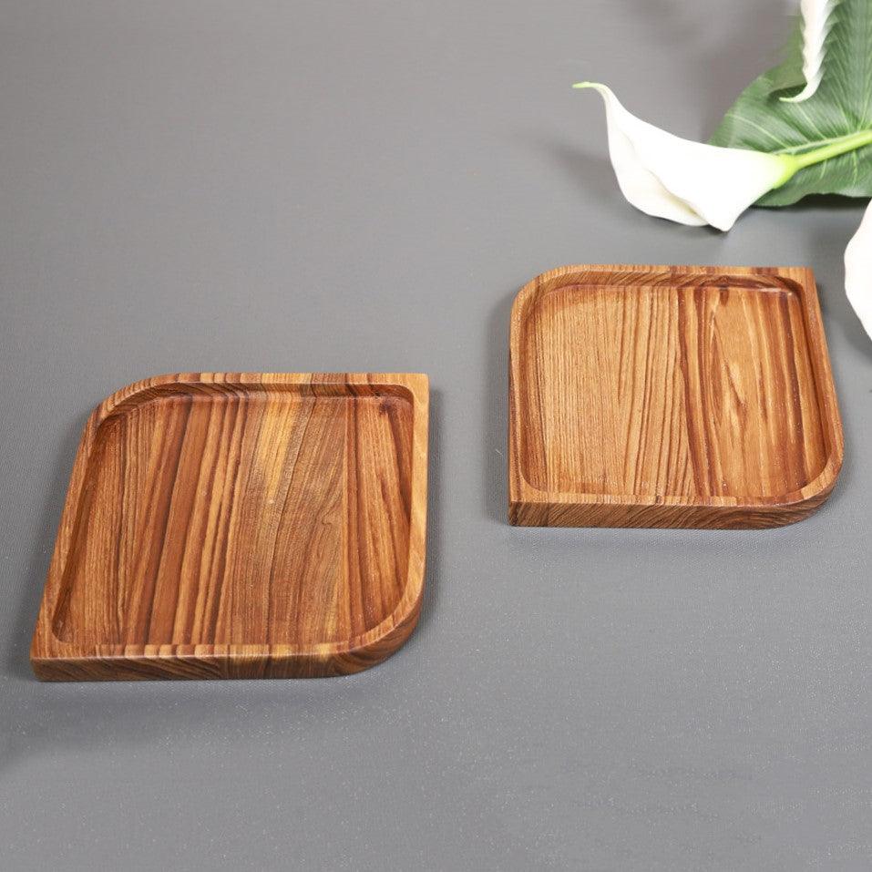 Folio Platters Solid Wood Kitchen Dining Room Serving Coaster Tray - waseeh.com