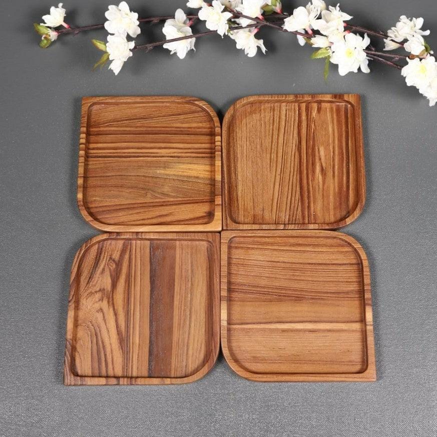 Folio Platters Solid Wood Kitchen Dining Room Serving Coaster Tray - waseeh.com