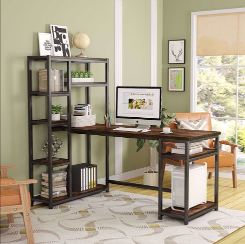 Reversible Hutch Home Office Workstation Bookcase Writing Organizer Desk Table - waseeh.com