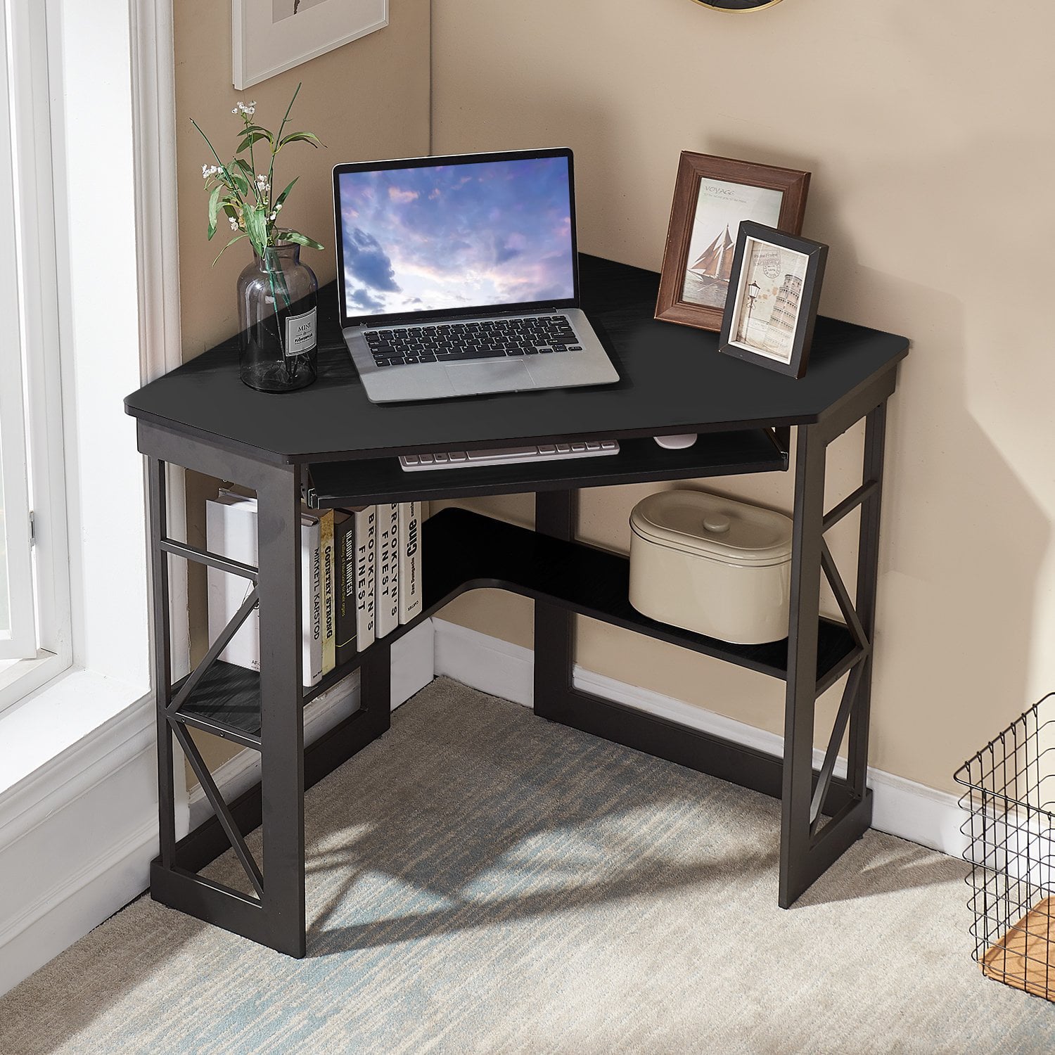 VECELO Corner Computer Desk Workstation Table for Home Office - waseeh.com